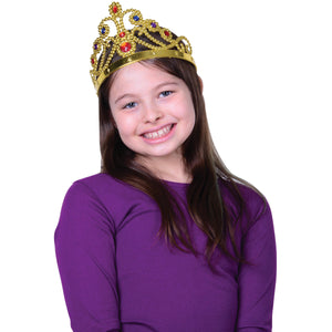 Plastic Queen Crown with Jewels Costume Accessory