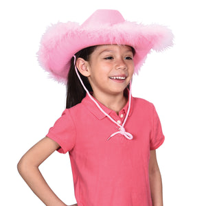 Pink Boa Cowgirl Hat - Adult Costume Accessory
