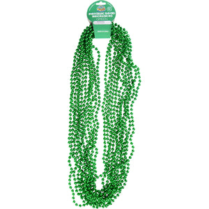 Metallic Bead Necklaces (Green) Party Favor (One Dozen)