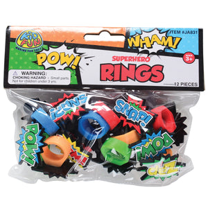 Superhero Rubber Novelty Rings (1 dozen)