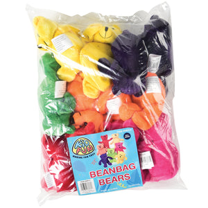 Plush Toy Neon Beanbag Bears (One Dozen)