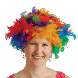 Rainbow Feather Wig Costume Accessory