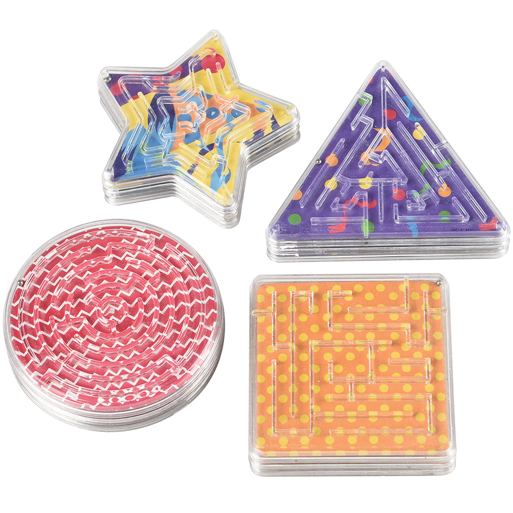Rainbow handheld maze puzzle toys sold twelve to a pack as party favors