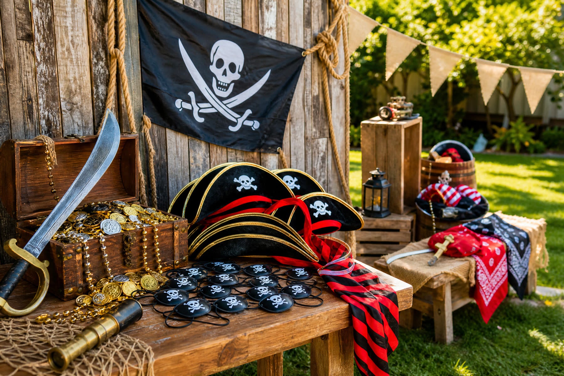 Pirate party ideas DIY photo booth props backdrops and pose prompts