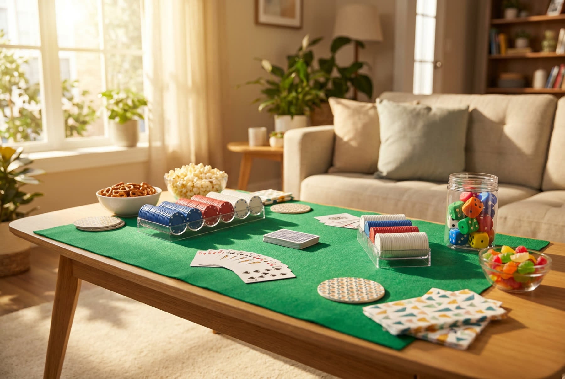 Relaxed Casino Night Setup Checklist with Beginner Games and Chips