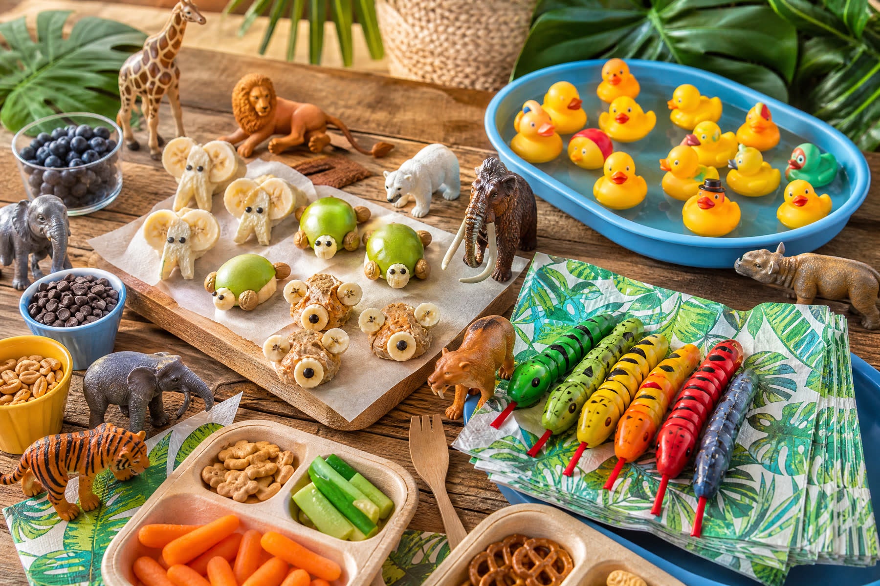 Safari party ideas for easy animal-shaped snacks kids can make