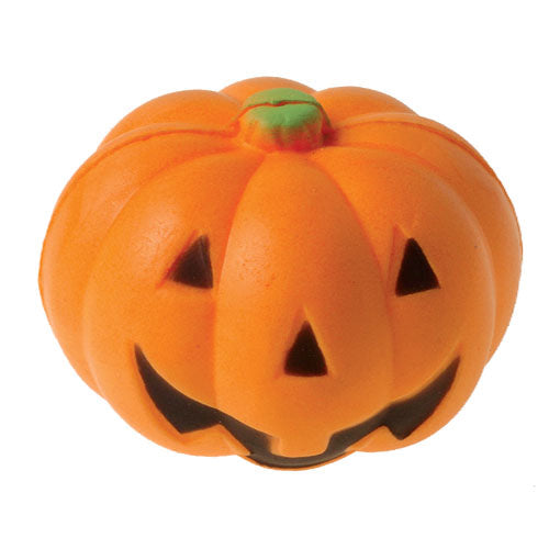 Orange foam pumpkin squeeze balls sized for young children at a Halloween party
