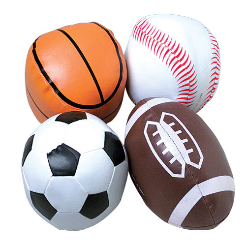 Foam sports balls in baseball basketball soccer and football styles for youth age groups