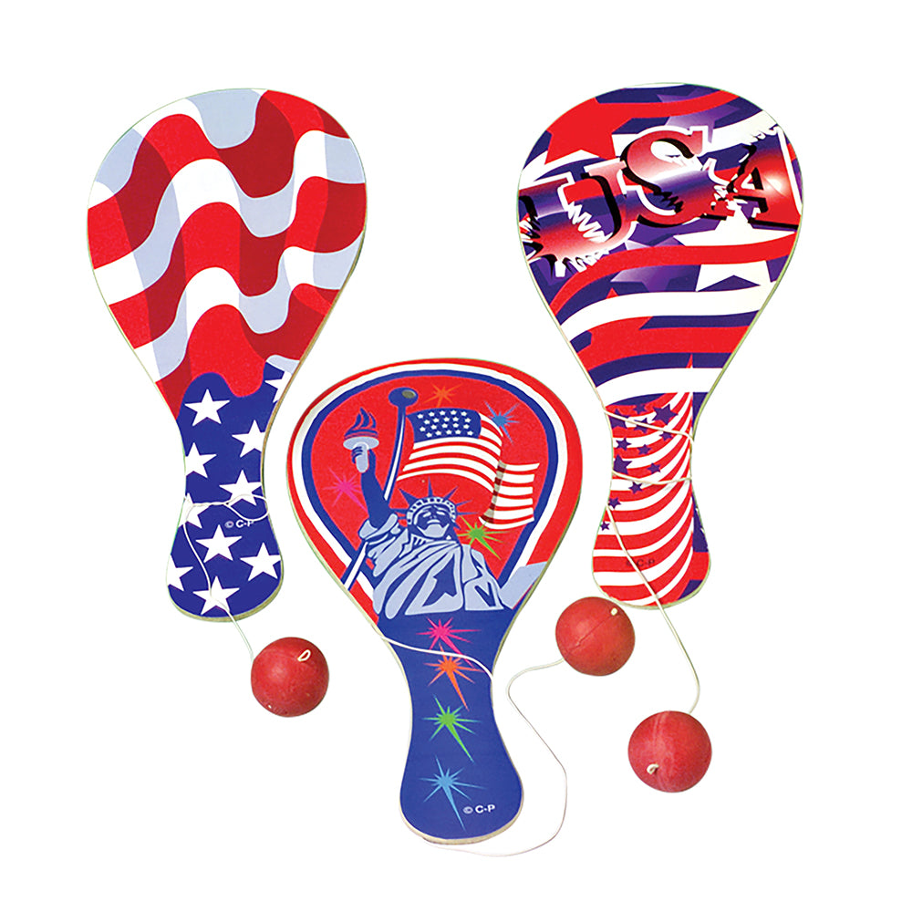 4th Of July Patriotic Paddle Balls Toy (One Dozen)