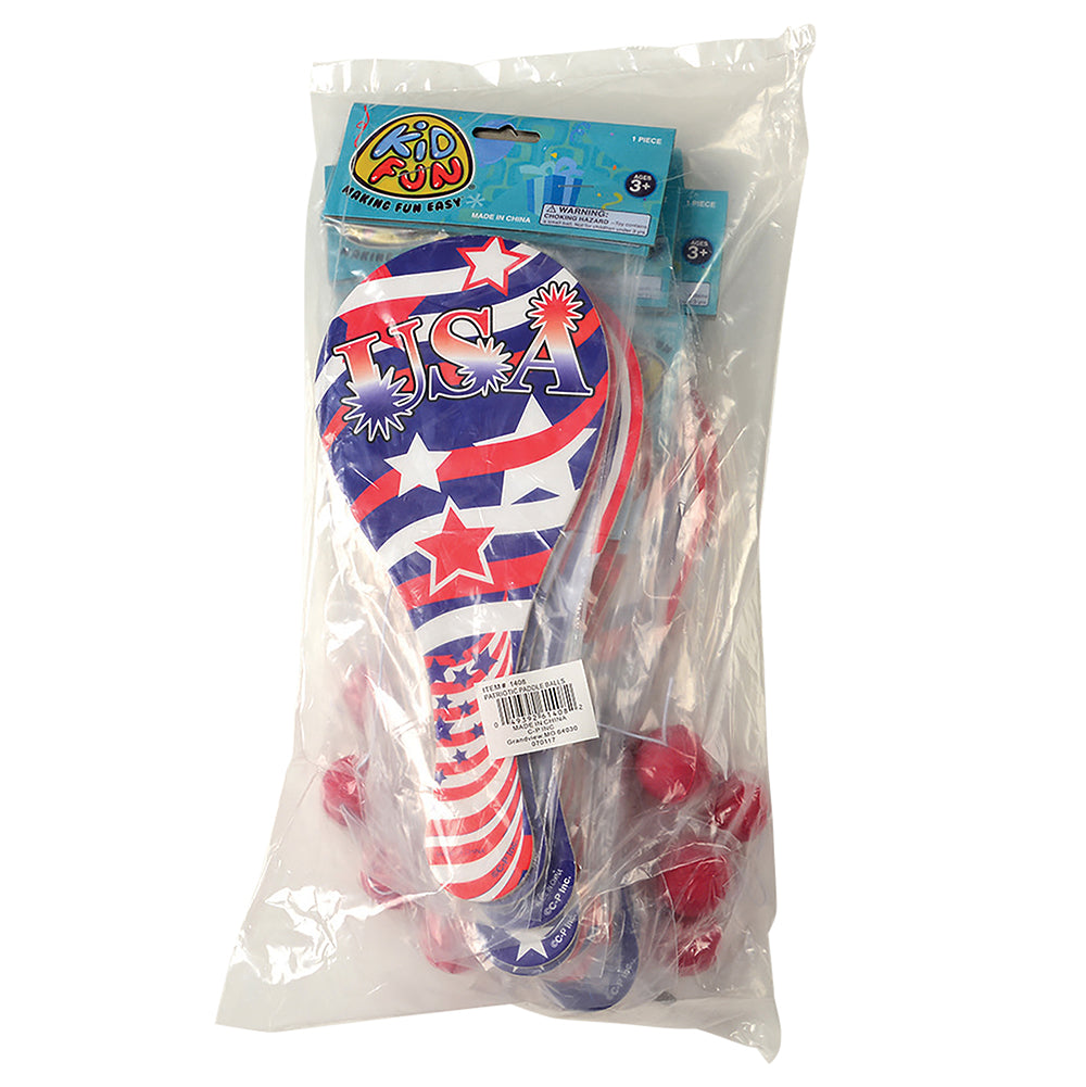 4th Of July Patriotic Paddle Balls Toy (One Dozen)