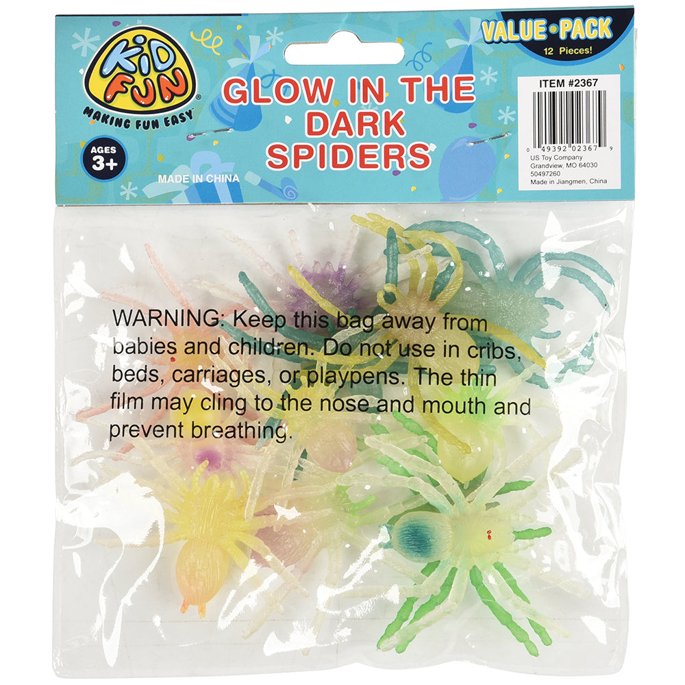 Glow In The Dark Spiders Toy (One Dozen)