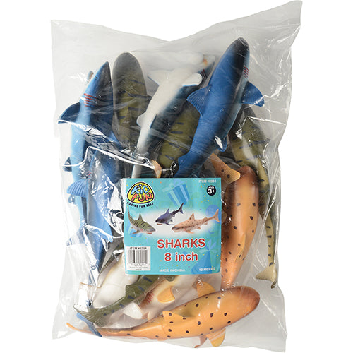 Toy Sharks - 8 Inch (1 Dozen) - Toys