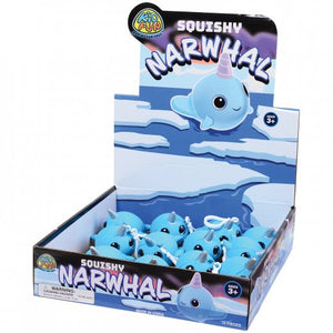 Squishy Narwhal with Glitter Eyes Toy (1 Dozen)