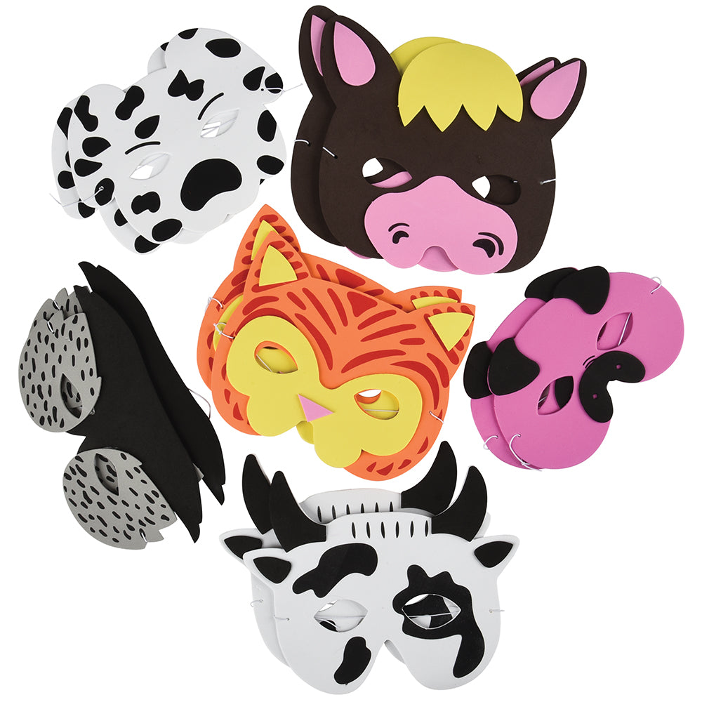 Farm Animal Foam Costume Masks (One Dozen)