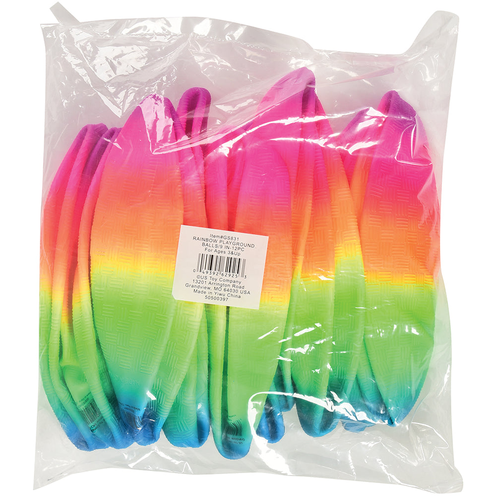 Rainbow Playground Balls Toy - 9 inch (1 dozen)