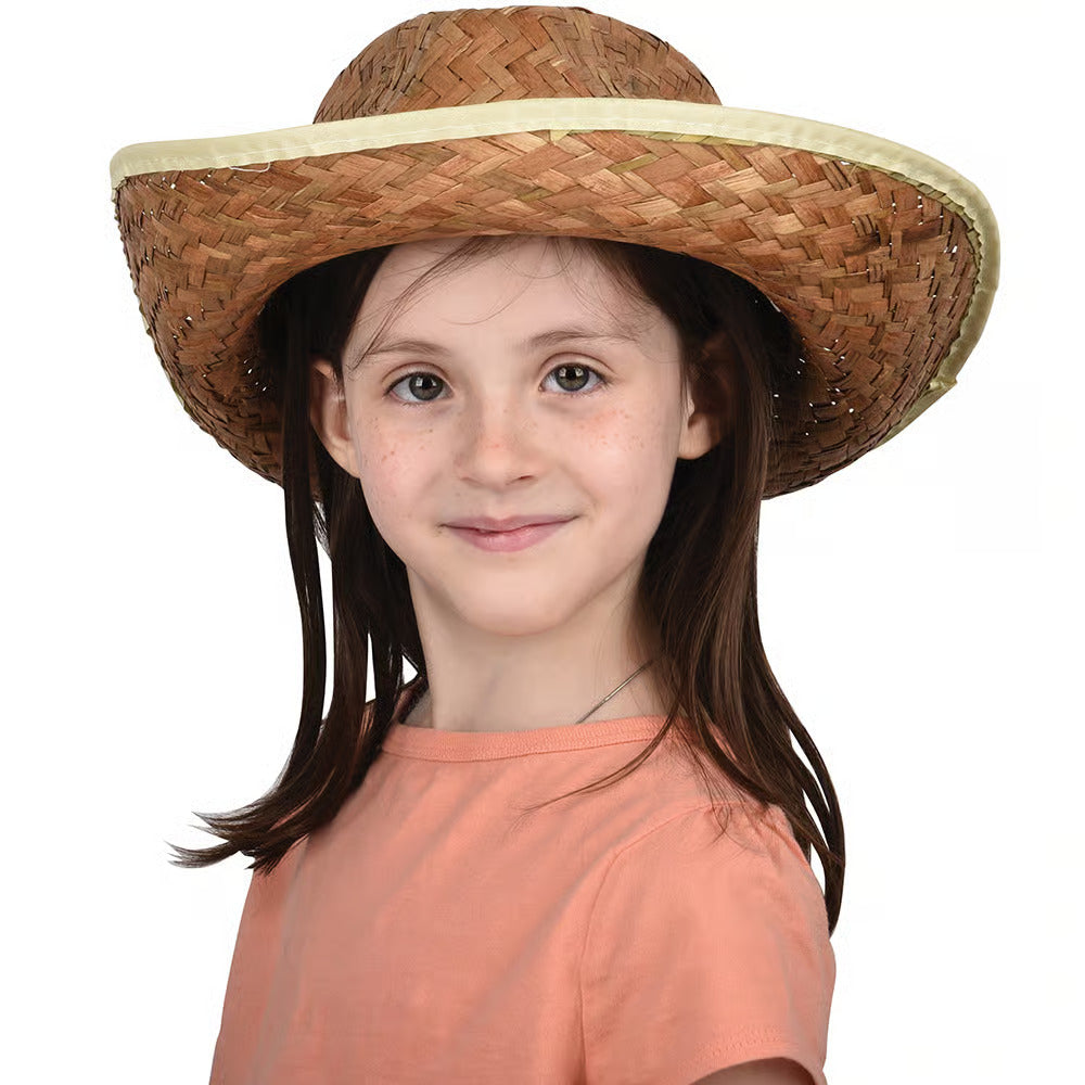 Rolled Brim Woven Straw Cowboy Hat