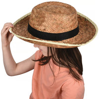 Rolled Brim Woven Straw Cowboy Hat