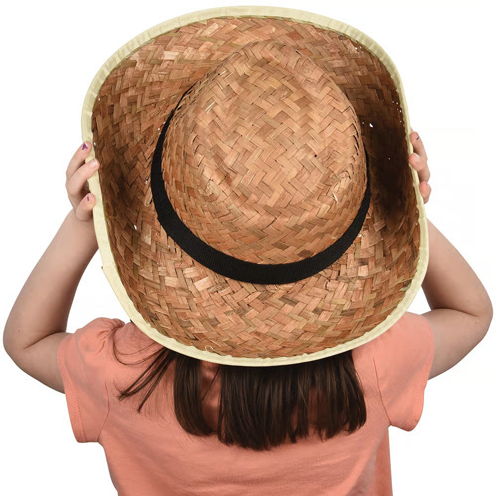 Rolled Brim Woven Straw Cowboy Hat
