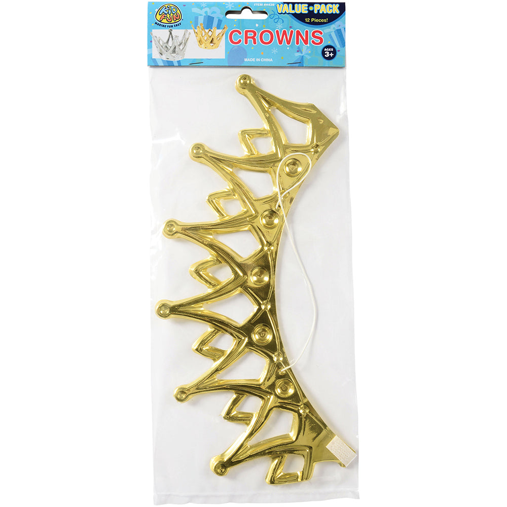 Miniature Metallic Party Crowns with Elastic Chin Strap Party Favor (1 dozen)