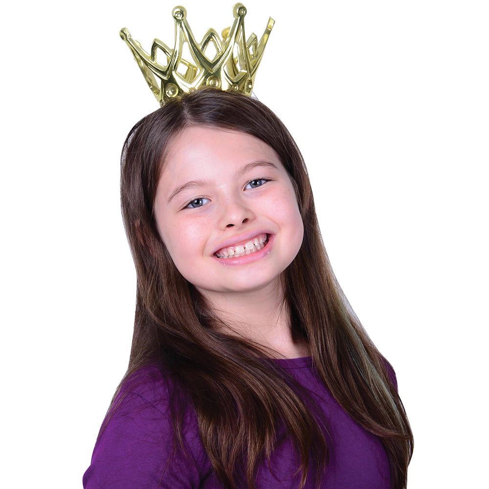 Miniature Metallic Party Crowns with Elastic Chin Strap Party Favor (1 dozen)