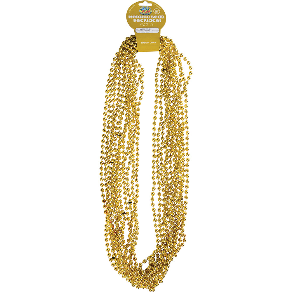 School Spirit Bead Necklace - (Gold) Team Spirit (One Dozen)