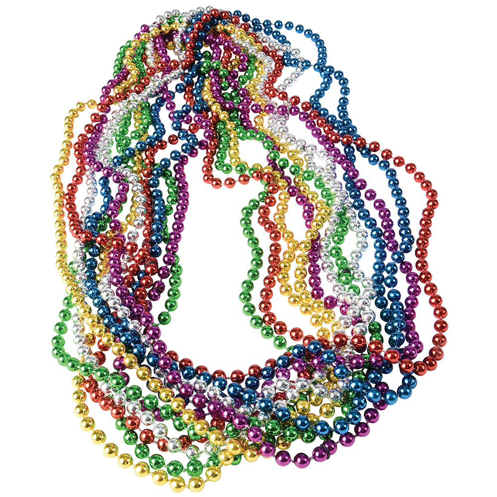 Assorted Metallic Bead Necklace Party Favor (One Dozen)
