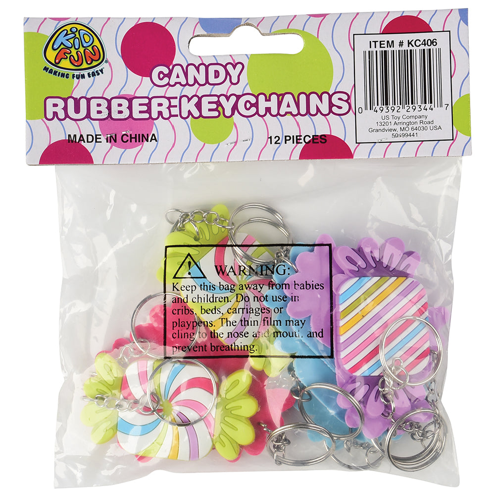 Candy Rubber Keychains Novelty (pack of 12)