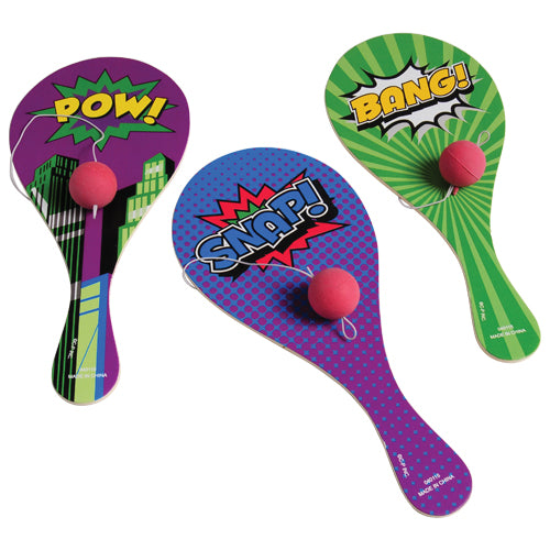 Superhero Paddle Toy Balls (1 dozen)