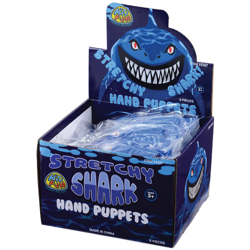 Stretchy Shark Hand Puppet Toy (pack of 6)
