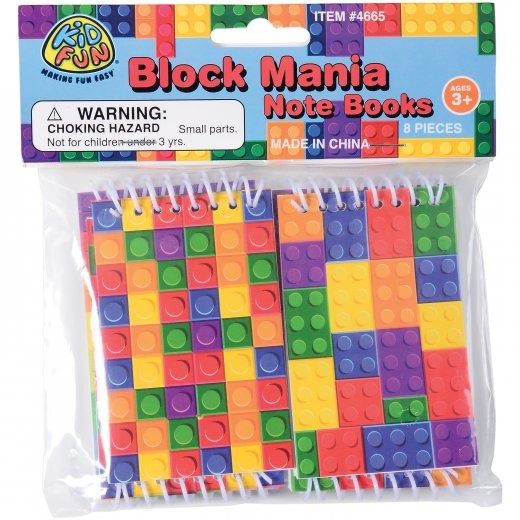 Block Mania Notebooks Party Supply (Pack of 8)
