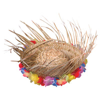 Luau Party Natural Beachcomber Hat With Lei Costume Accessory ( Each)