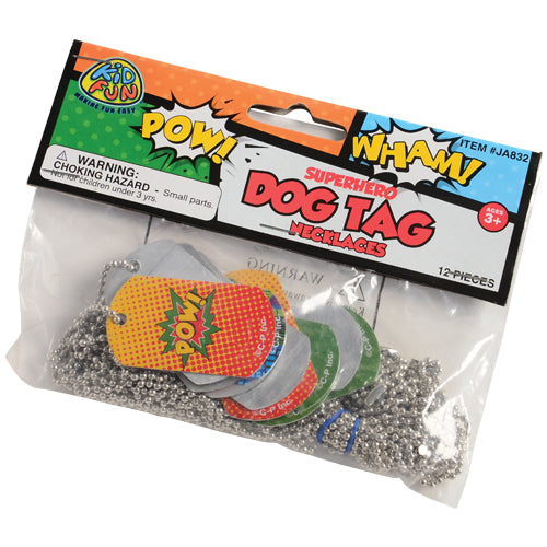 Superhero Dog Tag Novelties (1 dozen)