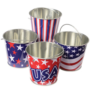 Mini Patriotic Buckets Party Favor (One dozen)