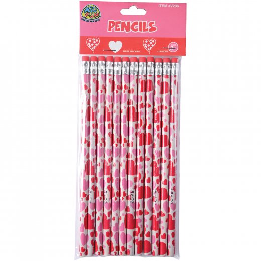 Valentine Heart Pencils Stationery (1 Dozen)