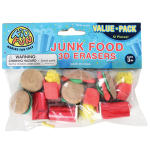 Junk Food 3D Erasers Stationery (pack of 12)
