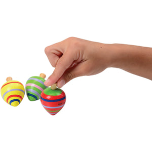 Painted Wood Spin Tops Toy (Pack of 6)