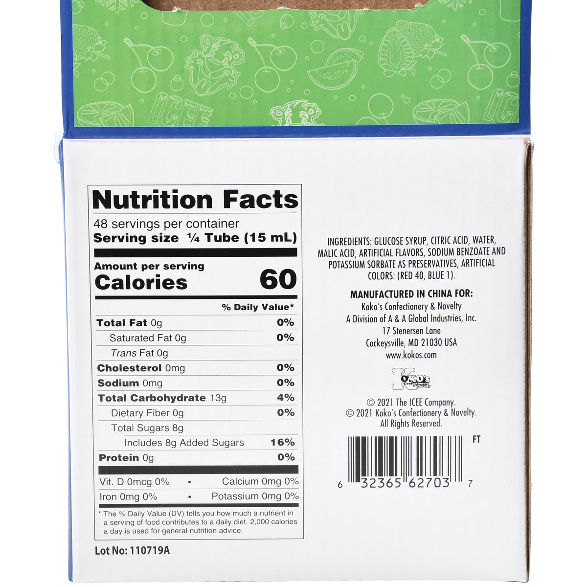 Icee Sour Squeeze Candy 12 Per Display