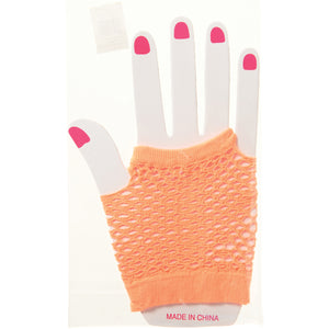 Short Neon Mesh Gloves Costume Accessory, 12-Pair