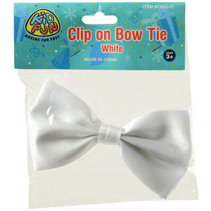 White Clip On Bowtie Costume Accessory