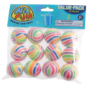 Rainbow Striped Bounce Balls Toy - 35mm (1 Dozen)