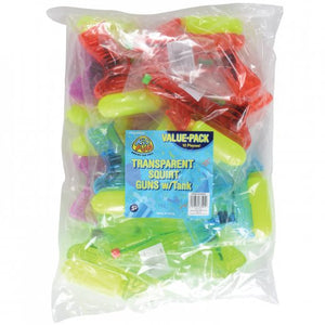 Transparent Squirt Guns W/Tank (pack of 12) - Toys