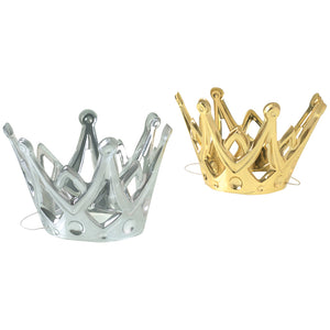 Miniature Metallic Party Crowns with Elastic Chin Strap Party Favor (1 dozen)