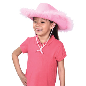 Pink Boa Cowgirl Hat - Adult Costume Accessory