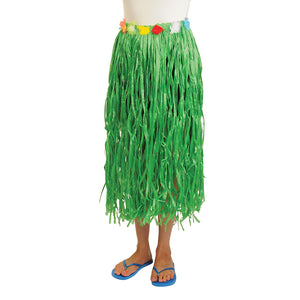 Luau Party Adult Hula Skirt With Flowers - Green Costume Accessory