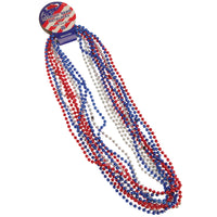 Metallic Bead Necklaces R-W-B Party Favor (1 Dozen)