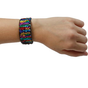 Rainbow Sequin Slap Bracelet Party Favor (Bag of 24)
