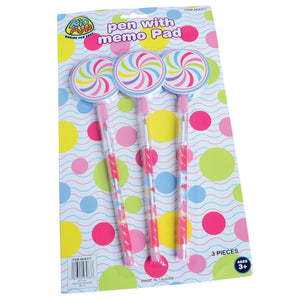 Pen With Candy Novelty Memo Pad - 3 Pieces