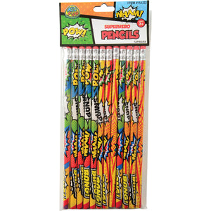 Superhero Pencils Stationery (pack of 12)