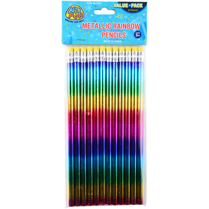 Metallic Rainbow Pencils Stationery (1 Dozen)