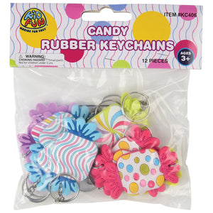 Candy Rubber Keychains Novelty (pack of 12)